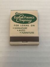 Vintage Eureka Finance Company Matchbook Full Unstruck Ad Matches Souvenir picture