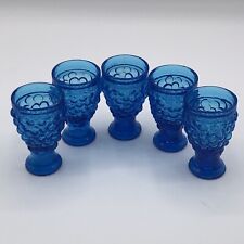 Vintage Set of 5 Blue Aperitif Cups 3” Tall Bar Ware Dinner Service picture