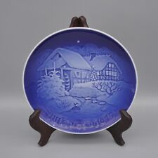 Vintage '75 Old Water Mill Christmas Plate Wall Decor Blue Winter B&G Denmark 7
