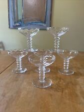 6 VNTG  crystal saucer coupe CHAMPAGNE GLASSES BRYCE dimple optic wafer stem picture
