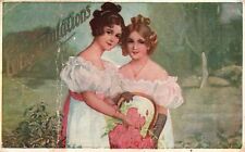 Vintage Postcard 1910 Congratulations Greetings Beautiful Women Victorian Ladies picture