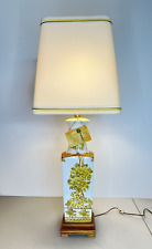 Vintage Marbro Co. Mid-Century Asian Porcelain Table Lamp White Yellow Floral picture