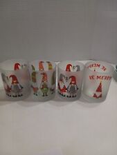 Culver LTD. Frosted Lowball Gnome Designs Tumblers, Signed Set Of (4) Made In... picture