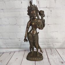 Vintage Goddess Tara Bodhisttua Statue Cast Bronze Standing 12 Inches Tall picture