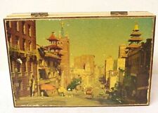 VINTAGE SAN FRANCISCO, CALIFORNIA WOODEN STORAGE BOX CHINA TOWN TROLLEY DOWNTOWN picture