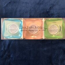 Set of 3 Pier 1 Imports Glass Tea Light Holders Blue Pink Green Pre-Owned Unused picture