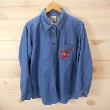 Vtg Scooby Doo Button up Shirt Chambray Blue Bad to the Bone Cartoon Network picture