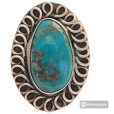 WONDERFUL VINTAGE NAVAJO RED MOUNTAIN TURQUOISE STERLING SILVER RINGsz6 picture