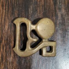 Vintage M Foster 1972 Brass Belt Buckle Stamped Abstract Design Pre-Owned picture