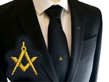 Masonic Black Woven Tie With Square Compass picture