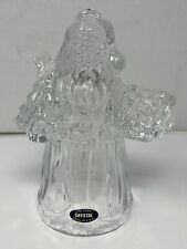 Clear Glass Santa Claus Figure 7.5”Candle Holder Christmas Decor Seasonal picture