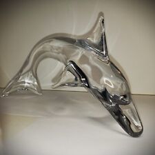 Vintage DAUM France SIGNED Lead Crystal Dolphin Large HAWAII Commemorative 1988 picture