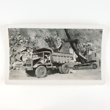 Dump Truck Backhoe Excavation Photo 1950s Construction Vintage Snapshot D1702 picture