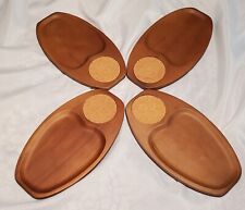 Vintage MCM Serv Wood Wooden Snack Trays Set of 4 Made in Japan picture