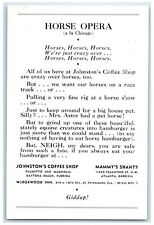 c1960's Johnston's Coffee Shop Horse Opera Daytona Florida FL Unposted Postcard picture