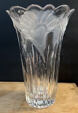 Vintage Mikasa Crystal Vase Satin Lillies 9.75” Tall Heavy picture