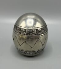 Vintage Vagabond House 3” 95 Pewter Hatched Egg Trinket Box Container picture