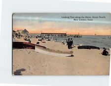 Postcard Looking East Along the Shore Ocean Beach New London Connecticut USA picture