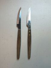 (2) Vtg St Regis Stainless Steel Steak Knife Wood Handle Made in Japan 4 in picture
