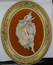 Vintage Capodimonte Figural Porcelain Bisque Wall Plaque Framed 3D Italy Unique picture