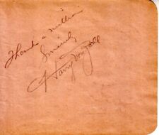 Harry von Zell autographed signed vintage 4x5 autograph album or book page COA picture