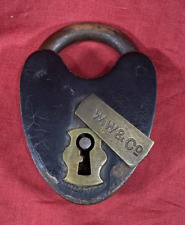 Vintage W W & Co Company Padlock No Key, Heart Shaped picture