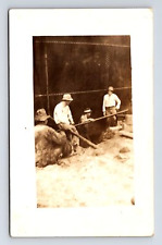 RPPC Men Workers Water Tower Reservoir? Real Photo Postcard picture