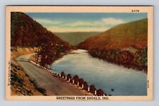 Shoals IN-Indiana, Aerial Scenic General Greetings, Antique, Vintage Postcard picture