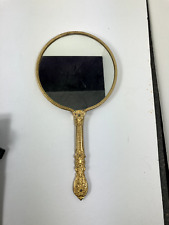 Vintage Hand Held Mirror 2 Sided Gold Color Ornate picture