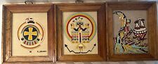 Mini Vintage Native American New Mexico Framed Sand Wall Art 7” x 6” (3 Of Them) picture