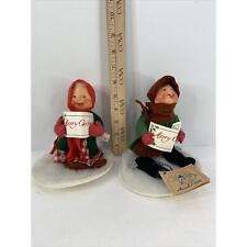 Annalee Boy and Girl Christmas Carolers Mobilitee Dolls 1989 Deck the Halls 8” picture