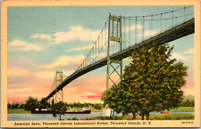 Vintage 1941 Barge Under International Bridge Thousand Islands New York Postcard picture