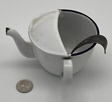 Antique Lot Enamel Hospital Invalid Feeding Cup and 1924 Cream Top Curved Spoon picture
