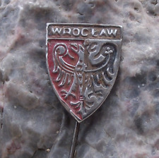 Vintage Wroclaw Polish City Poland Heraldic Crest Double Headed Eagle Pin Badge picture