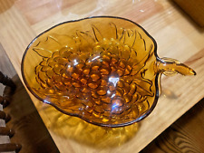 Vintage Large Amber Indiana Glass Grape & Leaves Bowl picture