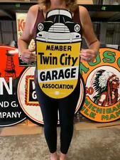 Antique Vintage Old Style Sign Twin City Garage Made in USA picture
