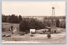 Reed City Michigan, Oil Field & Well, Old Cars, Vintage RPPC Real Photo Postcard picture