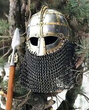 Medieval Viking Vendal Helmet Steel 16 Gauge Knight Armor Suit Wearable chainmai picture