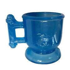 EAPG:1880's Atterbury Glass Co. Robin Eastlake Cup Mug Bird & Wheat Blue picture
