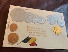 Embossed coinage national flag & coins vintage postcard currency France Francs picture