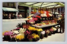 San Francisco CA- California, Sidewalk Flower Stands, Antique, Vintage Postcard picture