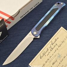 Medford The T-Bone S45VN Tumbled Blade Flamed/Blue Titanium Handles 117 picture