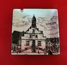 Vintage LEX Black White Ceramic Ashtray Lingen Germany picture