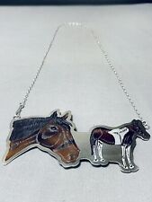 THE BEST ZUNI HAND CARVED HORSE STERLING SILVER NECKLACE picture