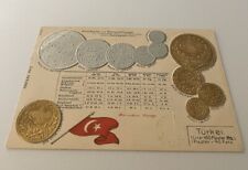 Embossed coinage national flag & coins Vintage postcard currency Turkey 2 picture