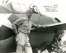 MARION E CARL SIGNED AUTOGRAPHED 8x10 PHOTO WWII MARINES FIGHTER ACE BECKETT BAS picture