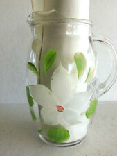 Vintage 32 Ounce Juice Pitcher with Ice Lip and Cold-Painted Flower picture