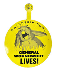 Watership Down ~ GENERAL WOUNDWORT LIVES ~ VTG Fold Over Button RARE NOS EXC picture