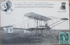 French Aviation 1910 Postcard, Mahieu, Henry Farman, Biplane Airplane picture