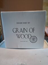 Rare 40 pc Wooden Handle grain of wood Flatware  Set *NEW IN BOX made in japan picture